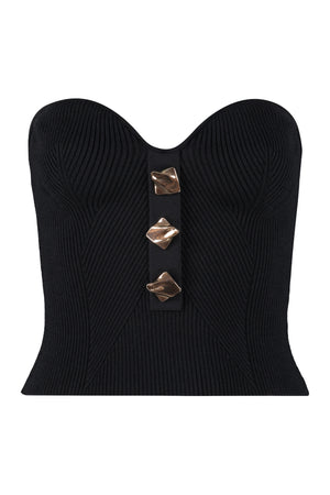 Top bustier in maglia a coste-0